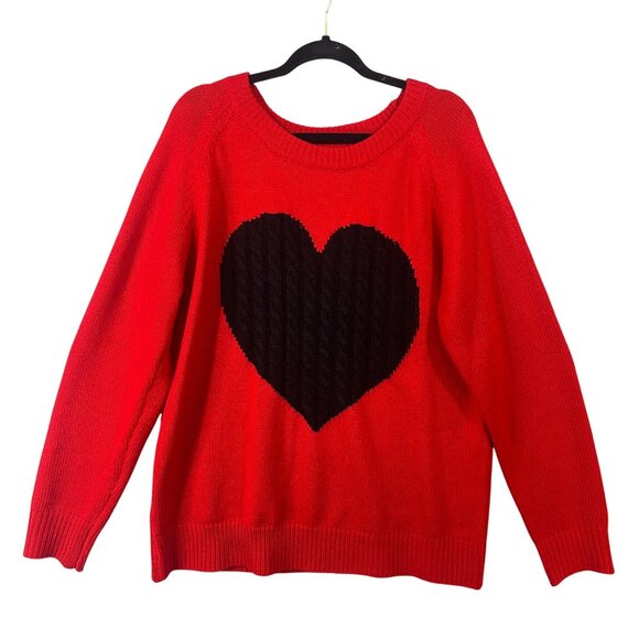 Women's Size XL Heart Sweater with Side Slits GUC - Picture 1 of 10